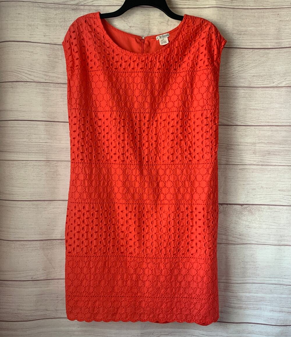 Cole Daniel Coral Eyelet Lace Shift Dress Sleeveless Size Medium